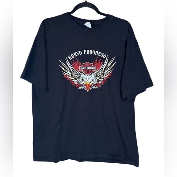 Harley-Davidson Nuevo Progreso Black Short Sleeve Tee Front & Back Logo. Size XL - Picture 1 of 7